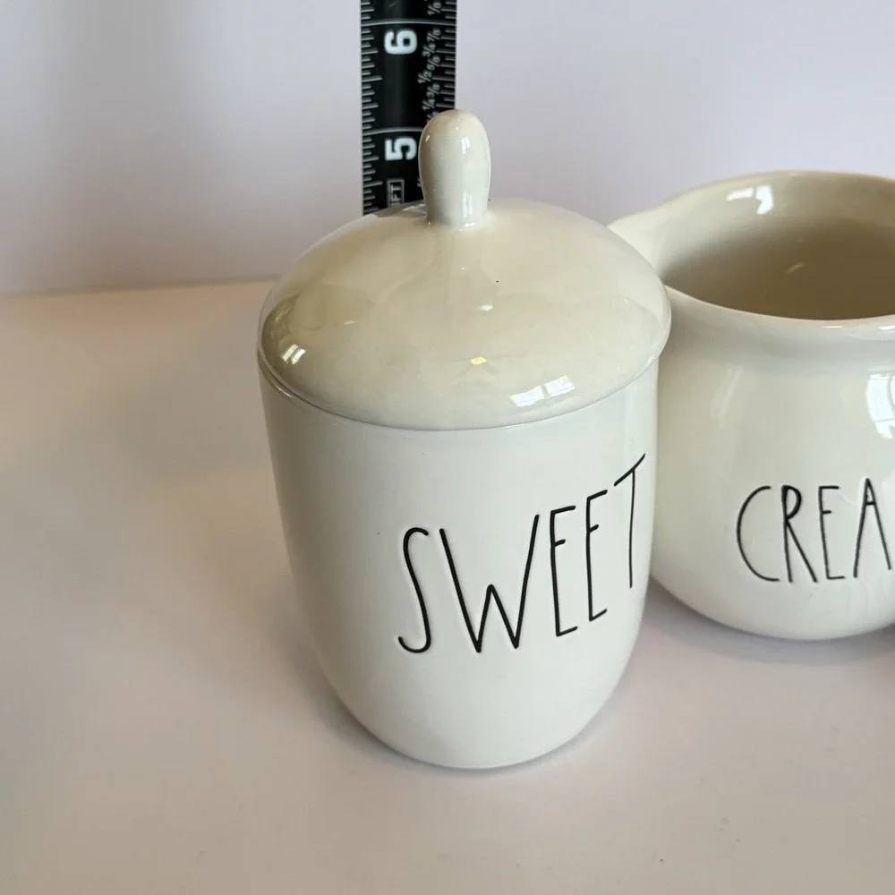 Rae Dunn SWEET CREAM SYRUP Coffee Bar Set Sugar Creamer Pitcher‎ Farmhouse Gift
